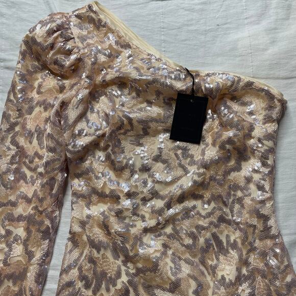 NWT Michael Costello x Revolve Fabian Sequin One Shoulder Mini Dress Sz Small - Picture 4 of 7